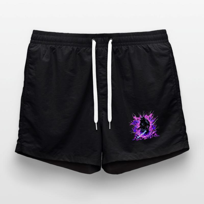 Cyber Samurai – Synthwave Katana Geist Badeshorts
