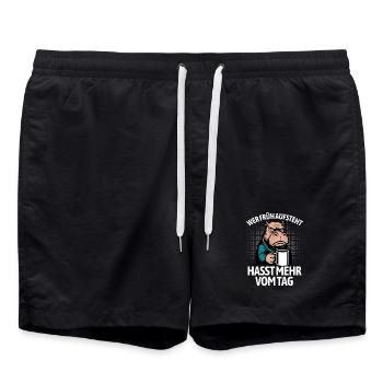 Hippo - Si tu te lèves tôt, tu détestes plus de la journée - Short de bain - noir - Devant - AI Model Male 185 light (185cm)