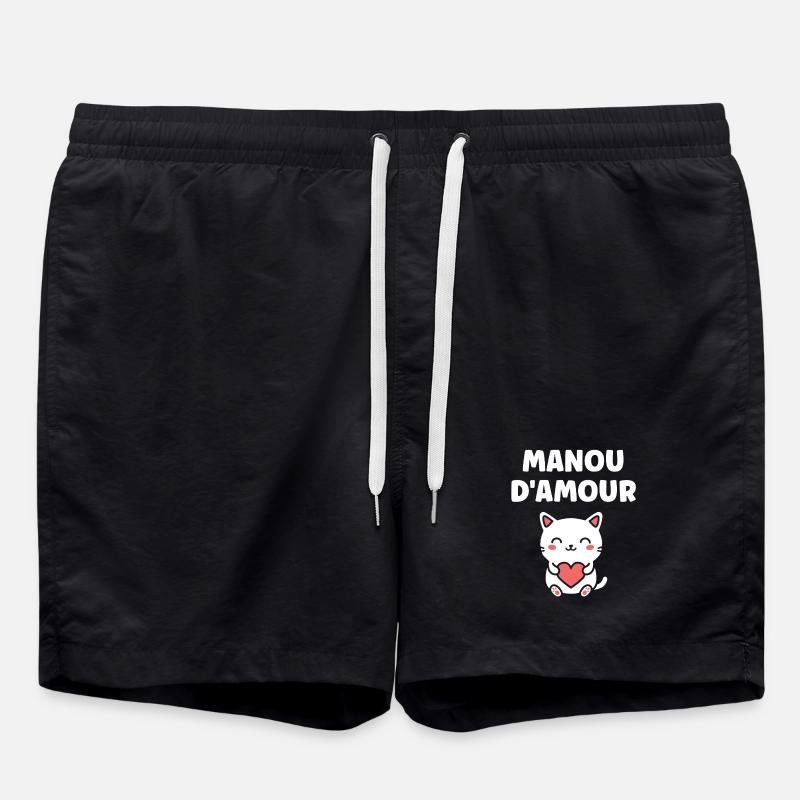Manou d'Amour: Chat Coeur - Short de bain - noir