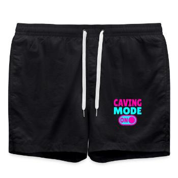 Caving Mode ON – Höhlenabenteuer im Dunkeln - Badeshorts - Schwarz - Vorne - AI Model Male 185 light (185cm)