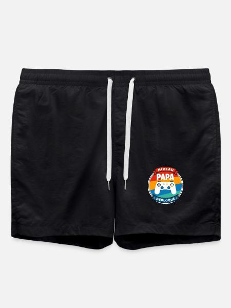 Dad Level Unlocked Badge - Swim Trunks - black