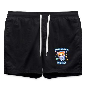 Né pour être un chaton astronaute héros - Mâle - Short de bain - noir - Devant - AI Model Male 185 light (185cm)