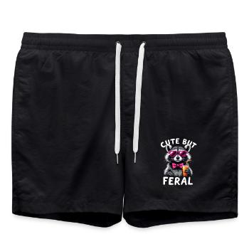 Raton laveur mignon mais sauvage avec des lunettes roses - Short de bain - noir - Devant - AI Model Male 185 light (185cm)