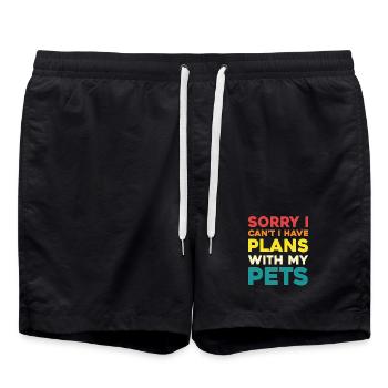 Ich hab Pläne mit meinen Haustieren - Badeshorts - Schwarz - Vorne - AI Model Male 185 light (185cm)