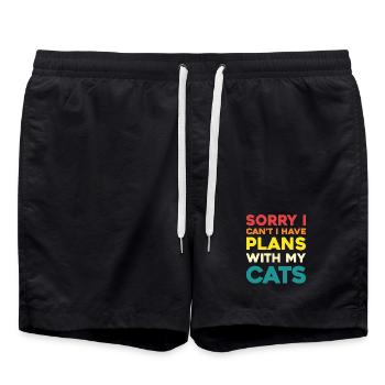 No plans without cats - Swim Trunks - black - Front - AI Model Male 185 light (185cm)