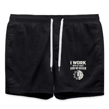 workers who are trained as welders and - Swim Trunks - black - Front - AI Model Male 185 light (185cm)