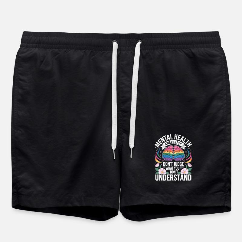 Mental Health Rainbow Brain - Swim Trunks - black