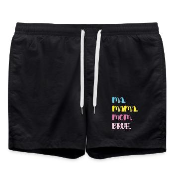 Mama Mom Bruh in Pastel Typography - Swim Trunks - black - Front - AI Model Male 185 light (185cm)