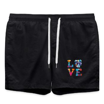 Caniche coloré Pop Art Love Dog Lover Design - Short de bain - noir - Devant - AI Model Male 185 light (185cm)
