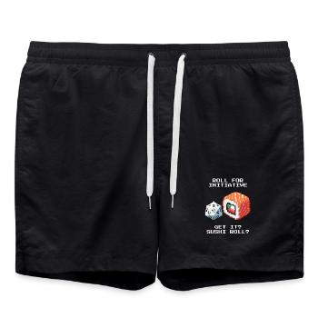 Initiative würfeln | Sushi Roll Wortwitz - Badeshorts - Schwarz - Vorne - AI Model Male 185 light (185cm)