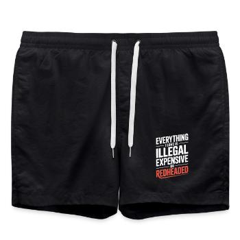 Everything I Love Is Illegal Expensive Rothaarig - Badeshorts - Schwarz - Vorne - AI Model Male 185 light (185cm)