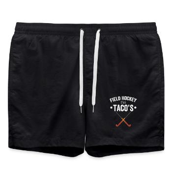 Feldhockey, dann Tacos - Badeshorts - Schwarz - Vorne - AI Model Male 185 light (185cm)