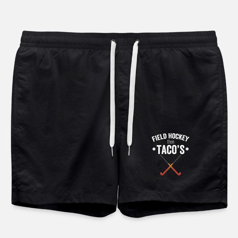 Feldhockey, dann Tacos - Badeshorts - Schwarz