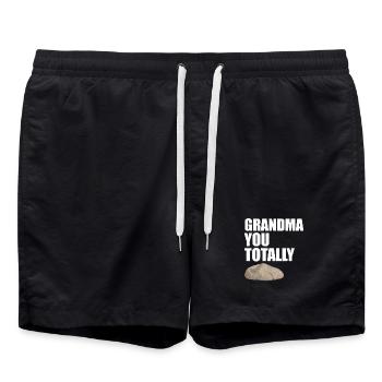 Grannysaur Funny Pink Dinosaur Grandma Art - Swim Trunks - black - Front - AI Model Male 185 light (185cm)