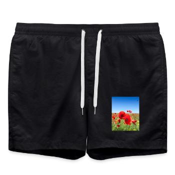 Les coquelicots dans le champ bleu - Short de bain - noir - Devant - AI Model Male 185 light (185cm)