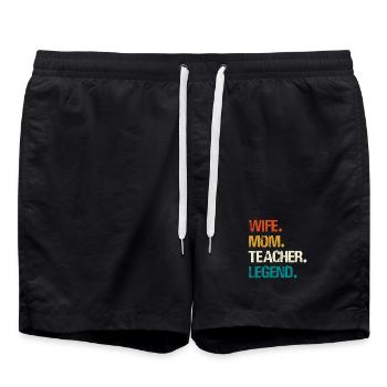 Wife. Mom. Teacher. Legend. Colored - Swim Trunks - black - Front - AI Model Male 185 light (185cm)