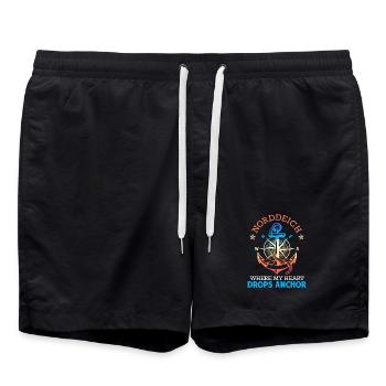 Mer du Nord DIGUE NORD OÙ MON CŒUR JETTE L’ANCRE Drôle - Short de bain - noir - Devant - AI Model Male 185 light (185cm)