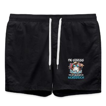 JUST DON'T STRESS I'M ON HOLIDAY AT THE - Swim Trunks - black - Front - AI Model Male 185 light (185cm)