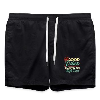 Gute Vibes an hohen Gezeiten - Badeshorts - Schwarz - Vorne - AI Model Male 185 light (185cm)