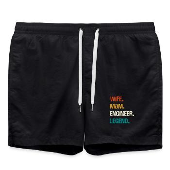 Engineer Legend – Starke Frauen Technik - Badeshorts - Schwarz - Vorne - AI Model Male 185 light (185cm)