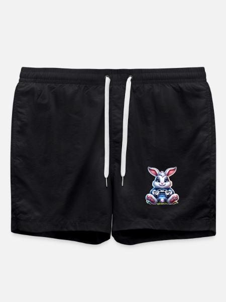Easter Bunny Gaming Gamer - Swim Trunks - black