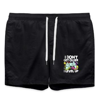Ich Level Up statt älter zu werd– Controller Motiv - Badeshorts - Schwarz - Vorne - AI Model Male 185 light (185cm)