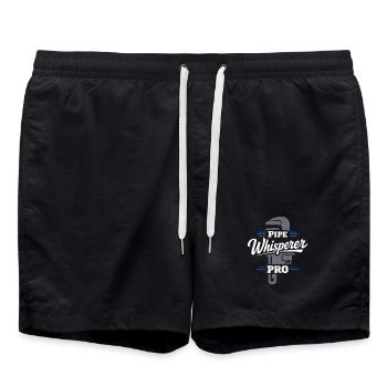 Pipe Whisperer, Plumber, Humor Gift - Swim Trunks - black - Front - AI Model Male 185 light (185cm)