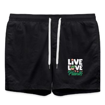 Pflanzenliebhaber Live Love Plants Succulent - Badeshorts - Schwarz - Vorne - AI Model Male 185 light (185cm)
