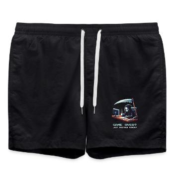 Game Over Alltag | Bestatter Jobhumor - Badeshorts - Schwarz - Vorne - AI Model Male 185 light (185cm)