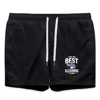 Cleaning with heart housewife motif for women - Swim Trunks - black - Front - AI Model Male 185 light (185cm)