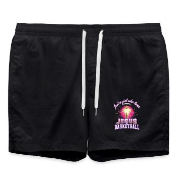 Jesus und Basketball Mädchen-Design - Badeshorts - Schwarz - Vorne - AI Model Male 185 light (185cm)