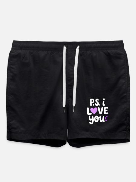 P.S. I Love You  PS I Heart You Day Valentine - Swim Trunks - black