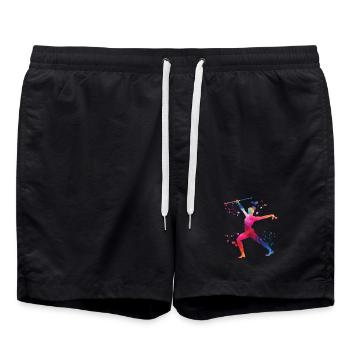 Gymnastin Mit Taktstock Rhythmische Sportgymnastik - Badeshorts - Schwarz - Vorne - AI Model Male 185 light (185cm)