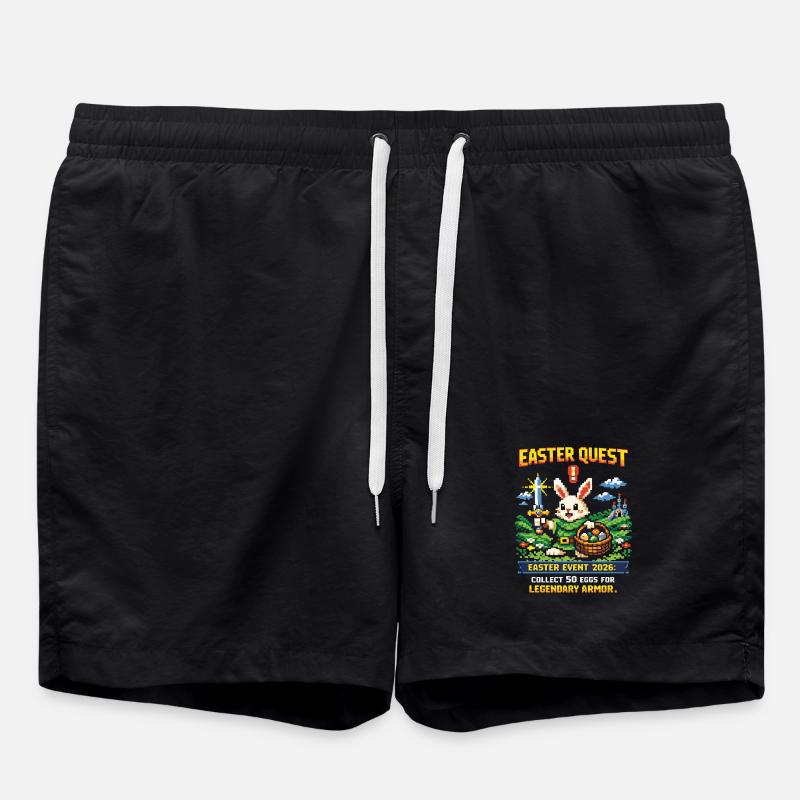 Easter Quest Pixelhase und Lootkorb - Badeshorts - Schwarz
