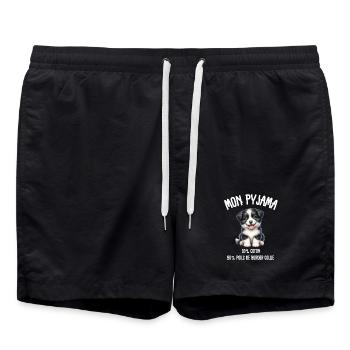 Pyjama Drôle Chien Border Collie - Short de bain - noir - Devant - AI Model Male 185 light (185cm)