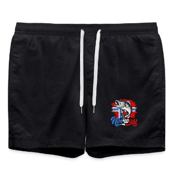 Norway Fischer Fish Angeln Angler Norwegen - Badeshorts - Schwarz - Vorne - AI Model Male 185 light (185cm)