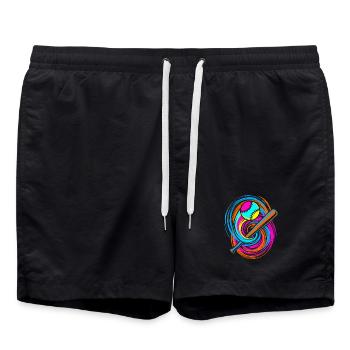 Batte de baseball et balle - Short de bain - noir - Devant - AI Model Male 185 light (185cm)