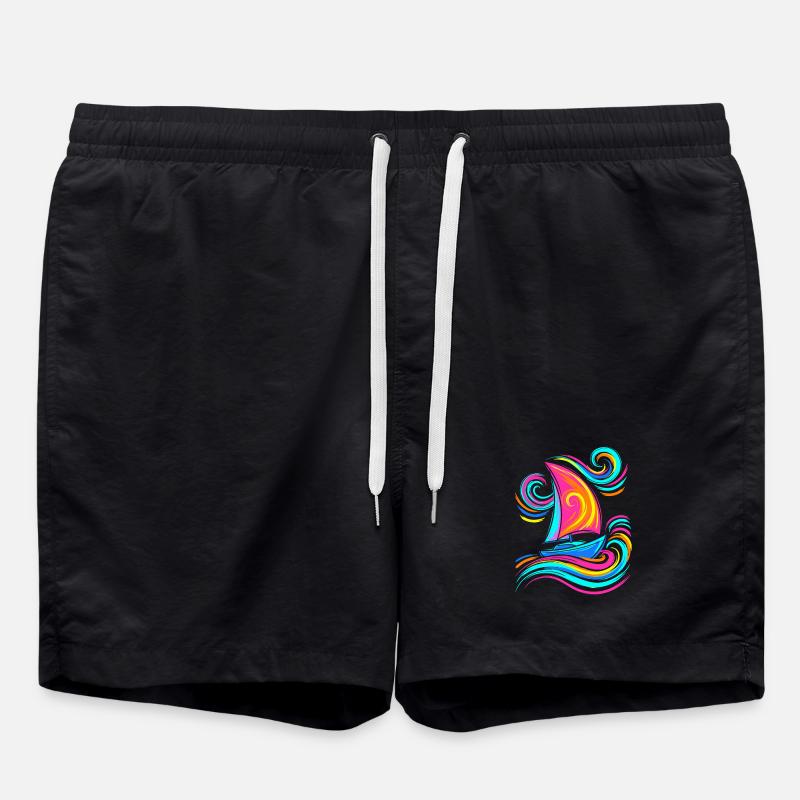 Sailboat - Swim Trunks - black