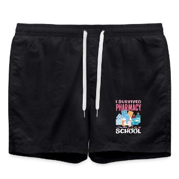 I Survived Pharmacy School Funny - Swim Trunks - black - Front - AI Model Male 185 light (185cm)