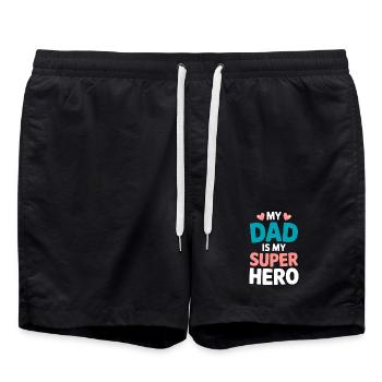 Mein Vater ist mein Superheld - Badeshorts - Schwarz - Vorne - AI Model Male 185 light (185cm)