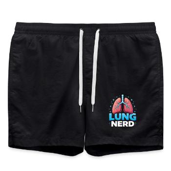 Lung Nerd: Colorful Lung Illustration - Swim Trunks - black - Front - AI Model Male 185 light (185cm)