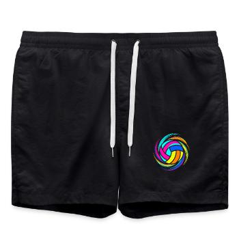 Volley-ball coloré - Short de bain - noir - Devant - AI Model Male 185 light (185cm)
