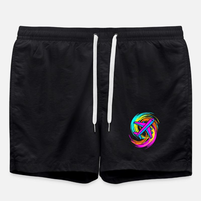 airplane - Swim Trunks - black