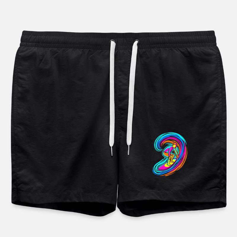 Surfer Welle - Badeshorts - Schwarz