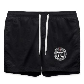Jour Pi 2026 avec Spirale des Nombres | Numéro de district 3.1415 - Short de bain - noir - Devant - AI Model Male 185 light (185cm)