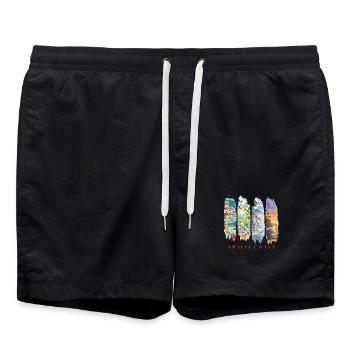 Amalfi Coast Design – Italy Holiday Motif - Swim Trunks - black - Front - AI Model Male 185 light (185cm)
