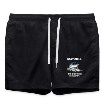 Stay Cool – Conception de mèmes Cool Alligator - Short de bain - noir - Devant - AI Model Male 185 light (185cm)