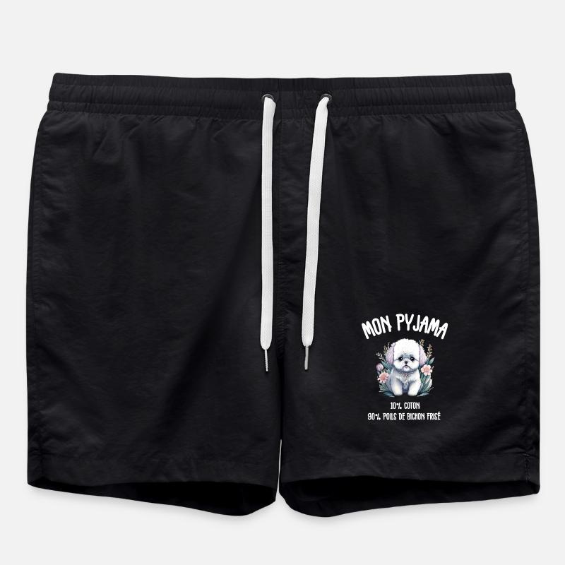 Pyjama Drôle Chien Bichon - Short de bain - noir