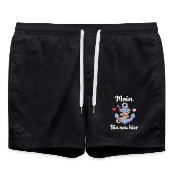 Moin je suis nouvelle ici cadeau de naissance de bébé - Short de bain - noir - Devant - AI Model Male 185 light (185cm)