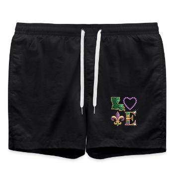 Mardi Gras Louisiana T-Shirt – Fleur de Lis, Heart - Swim Trunks - black - Front - AI Model Male 185 light (185cm)